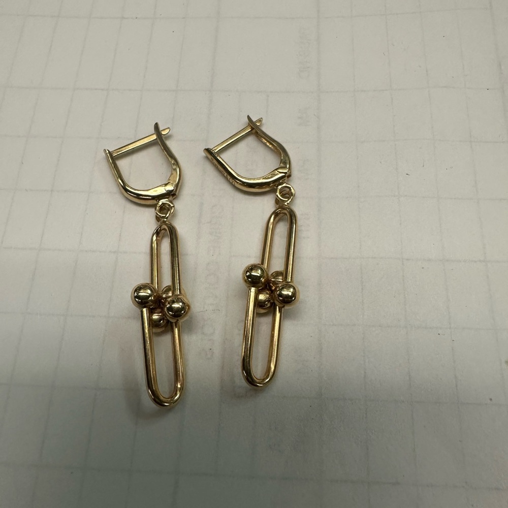 Gold link earrings